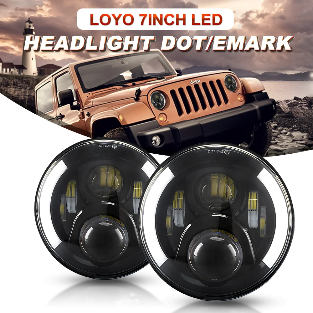 

7Inch Round LED Headlight For Car LED Lada Niva Offroad 4x4 Headlamps with Halo Ring For UAZ jeep UAZ 469 452 Hunter GAZ Trucks