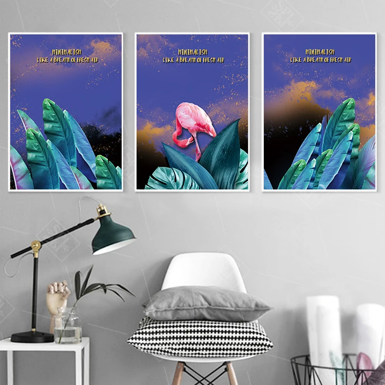 Nordic Green Plants Poster Wall Art Colorful Leaves Canvas Painting Beautiful Pictures for Living Room Home Decor | Дом и сад