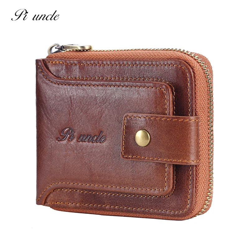 Винтажный Повседневный Карманный Кошелек из воловьей кожи короткий клатч