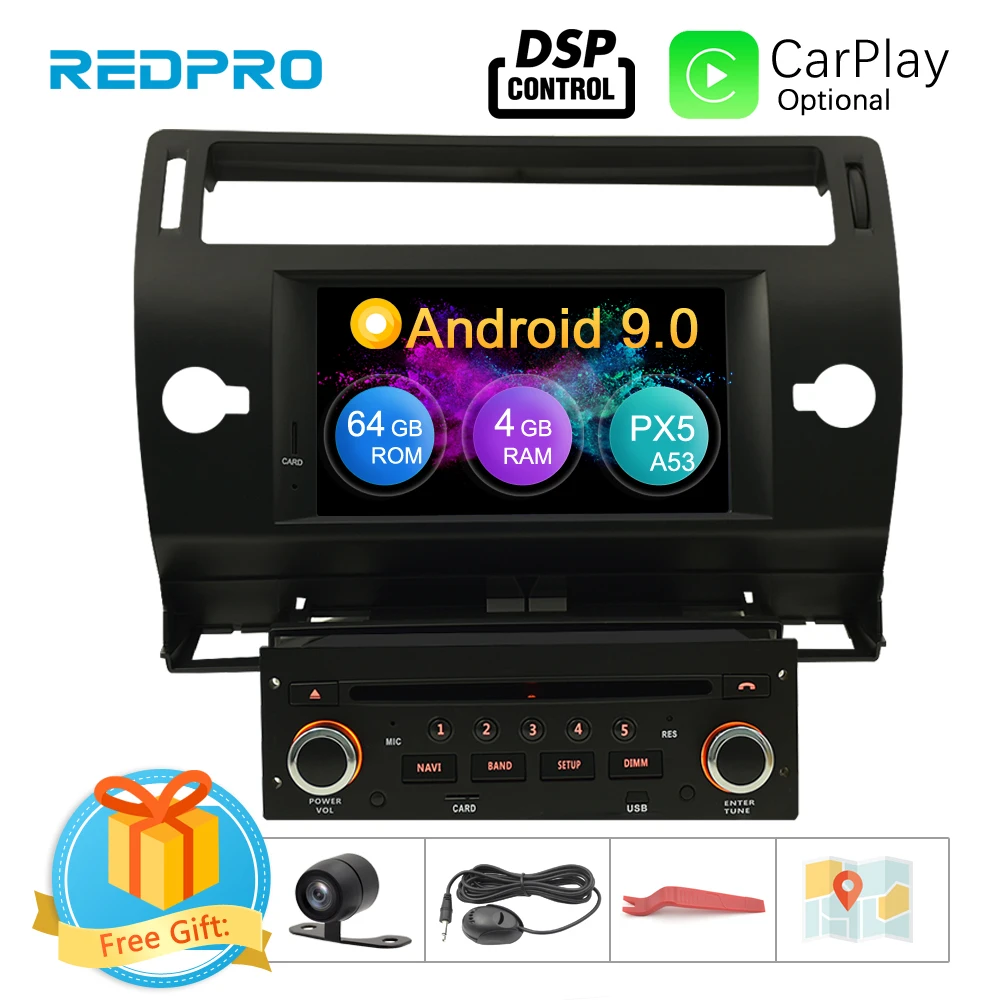 Android 9,0 сенсорный экран автомобиля gps DVD стерео для Citroen C4 C-Triomphe C-Quatre 2004-2009 Видео Радио wifi FM мультимедийный плеер