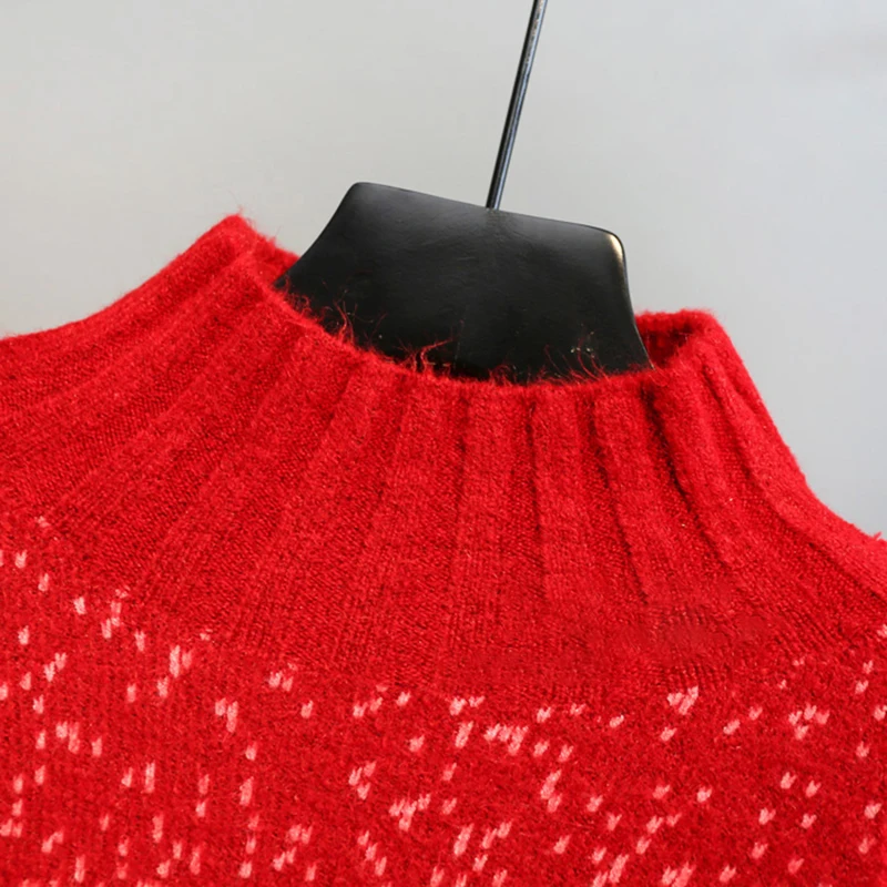 Gaganight Stars Faux Mink Cashmere Sweet Sweater Women Half Turtleneck Solid Pullover Girls Autumn Winter Thick Soft Warm Jumper | Женская