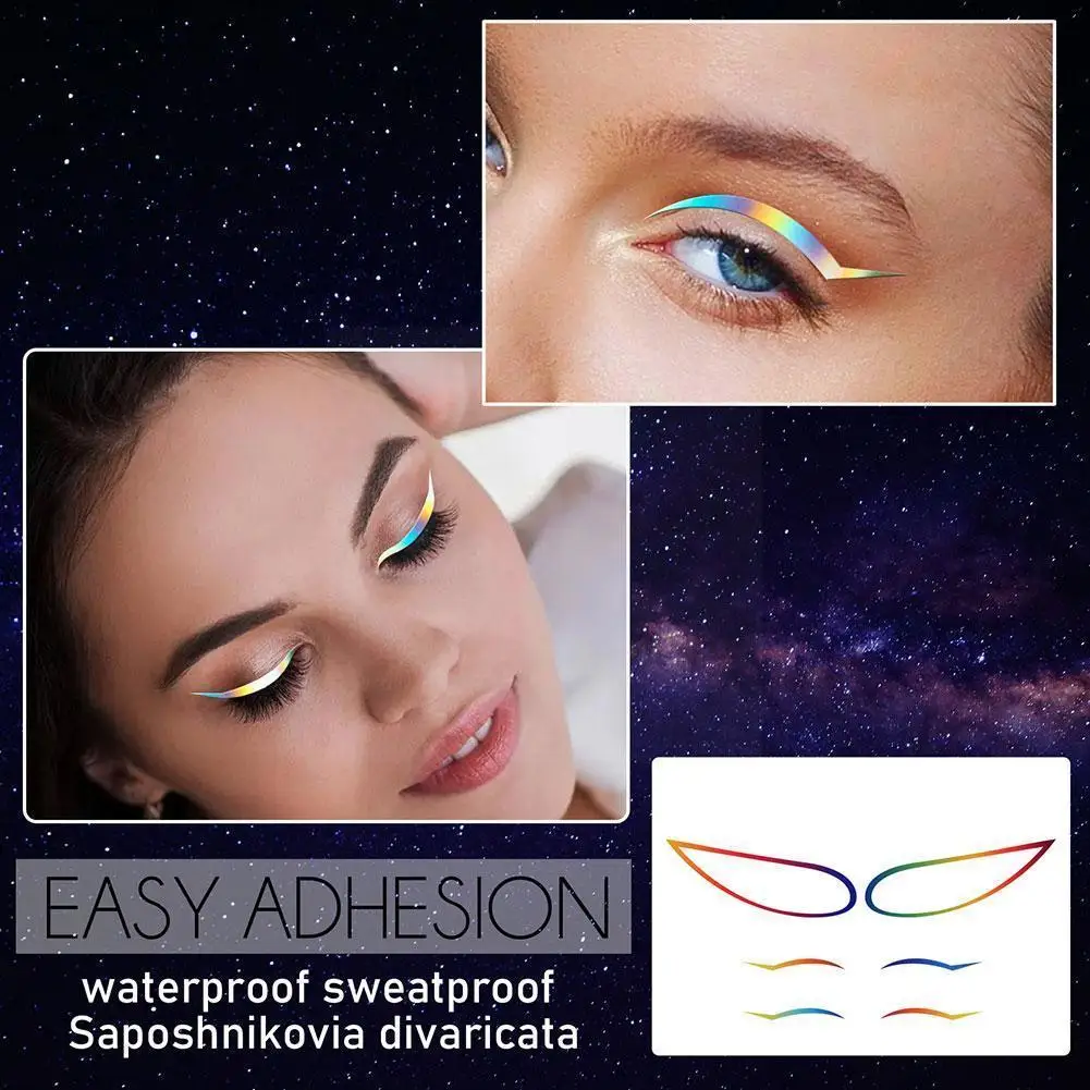 

Colorful Cat Eye Eyeliner Stickers Makeup Double Eyelid Eyeliner Wing-Tip Sticker Beauty Patch Line Cosmetics Eye B5Q3