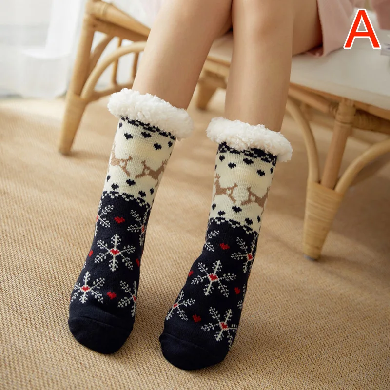 

Newly Fashion Women Extra-warm Fleece Indoor Socks Warm Feet Stretchy for Winter Home Christmas YA88