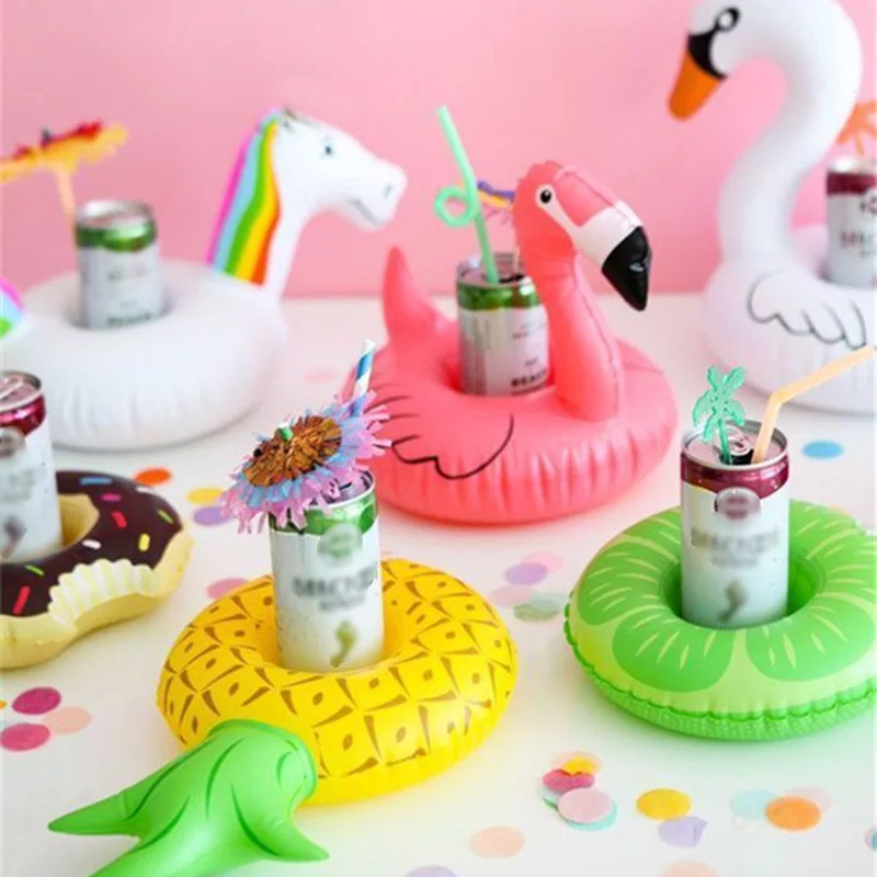4 шт Мини водные подставки надувные чашки держатель для напитков в форме Фламинго