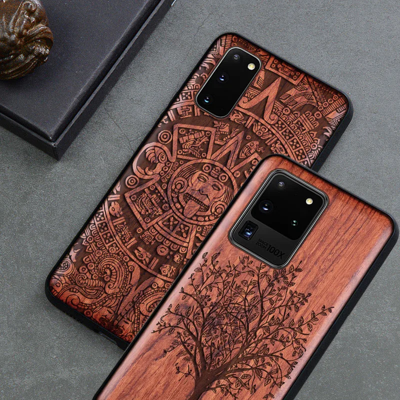 Резной деревянный чехол для Samsung s20 Galaxy ультра ударопрочный из ТПУ бампер plus +