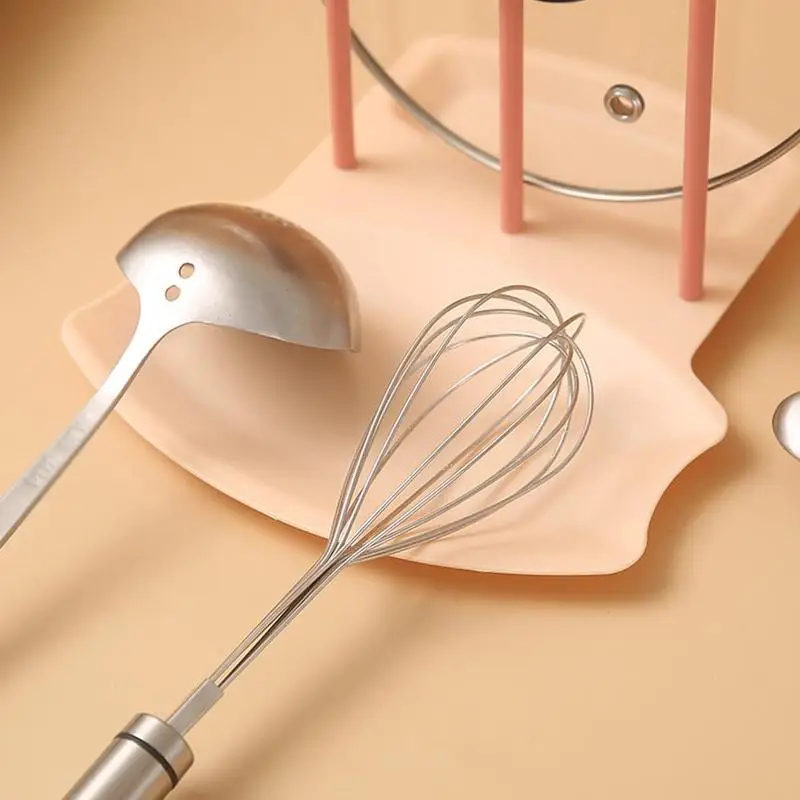 

Pot Lid Storage Rack Kitchen Spoon Holder Spatula Mat Household Countertop Shelves Accessories Tools Drain Plastic Tray