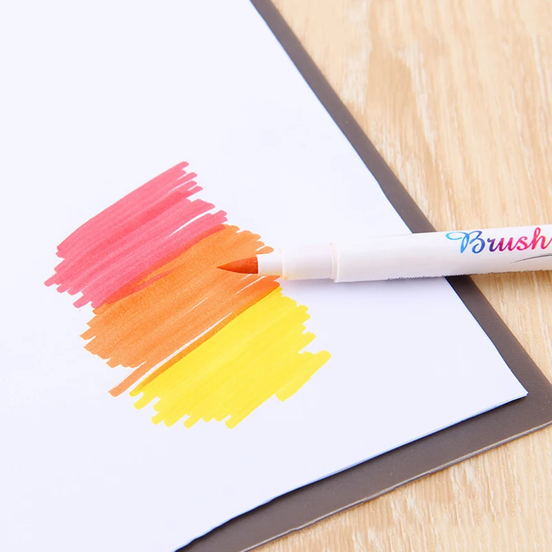 12 ярких цветов каллиграфический набор мягких ручек кистей фломастеры для