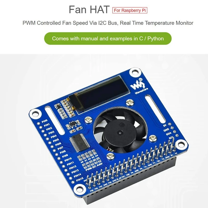Лампа Waveshare для Raspberry Pi с индикатором температуры драйвера и шиной I2C