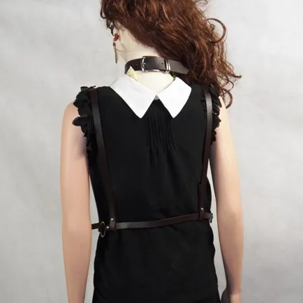 

Goth Women's Crop Top Stockings Bra Bondage Set Harness Leg Bondage Prom Dress Erotic Accessories Adjustable Leather Belt