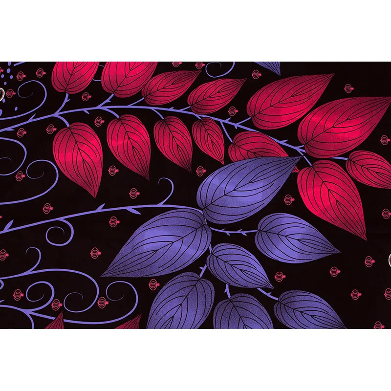 Африканская ткань 6 ярдов чистый хлопок фиолетовая и красная черная с принтом