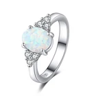 Женское кольцо с имитацией опала, серебряное кольцо с овальной огранкой