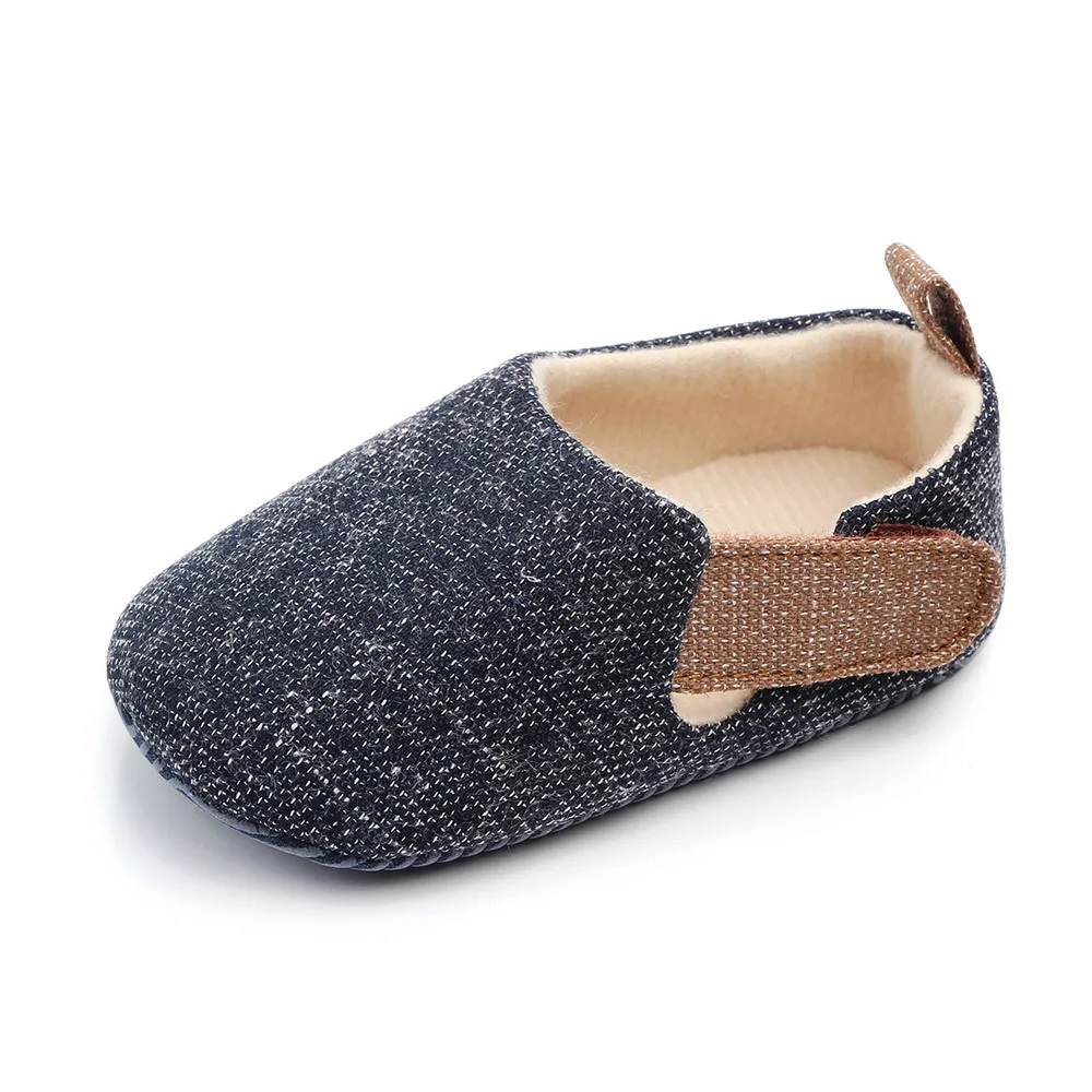 Dark blue Summer Baby Shoes Walking Shoes Male and Female Treasure Soft-soled Antiskid Shoes 0-3 Years Baby Boy Boots Shoes Black Canvas - Цвет: Dark blue