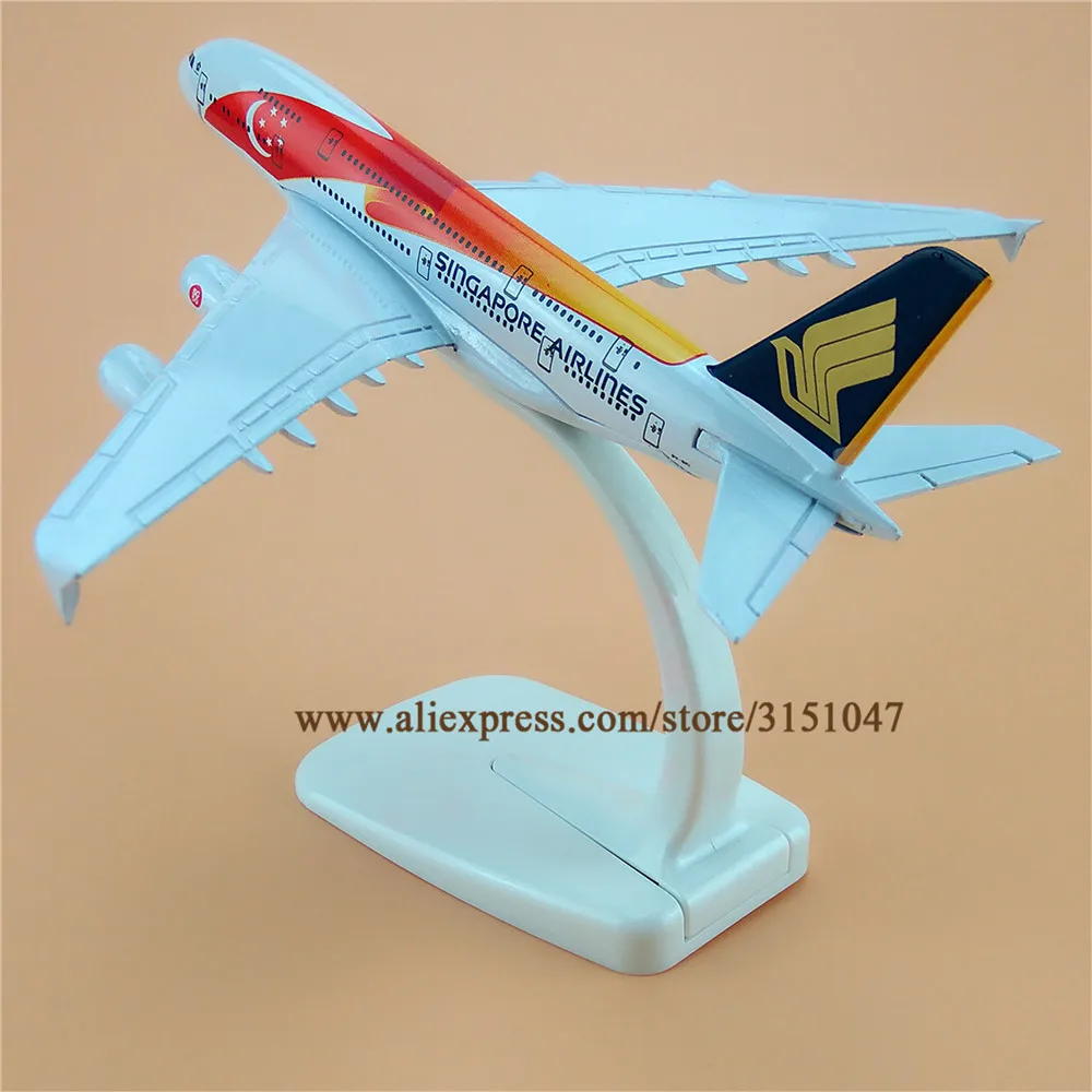 16 см модель самолета из металлического сплава с флагом авиакомпании Singapore Airlines A380