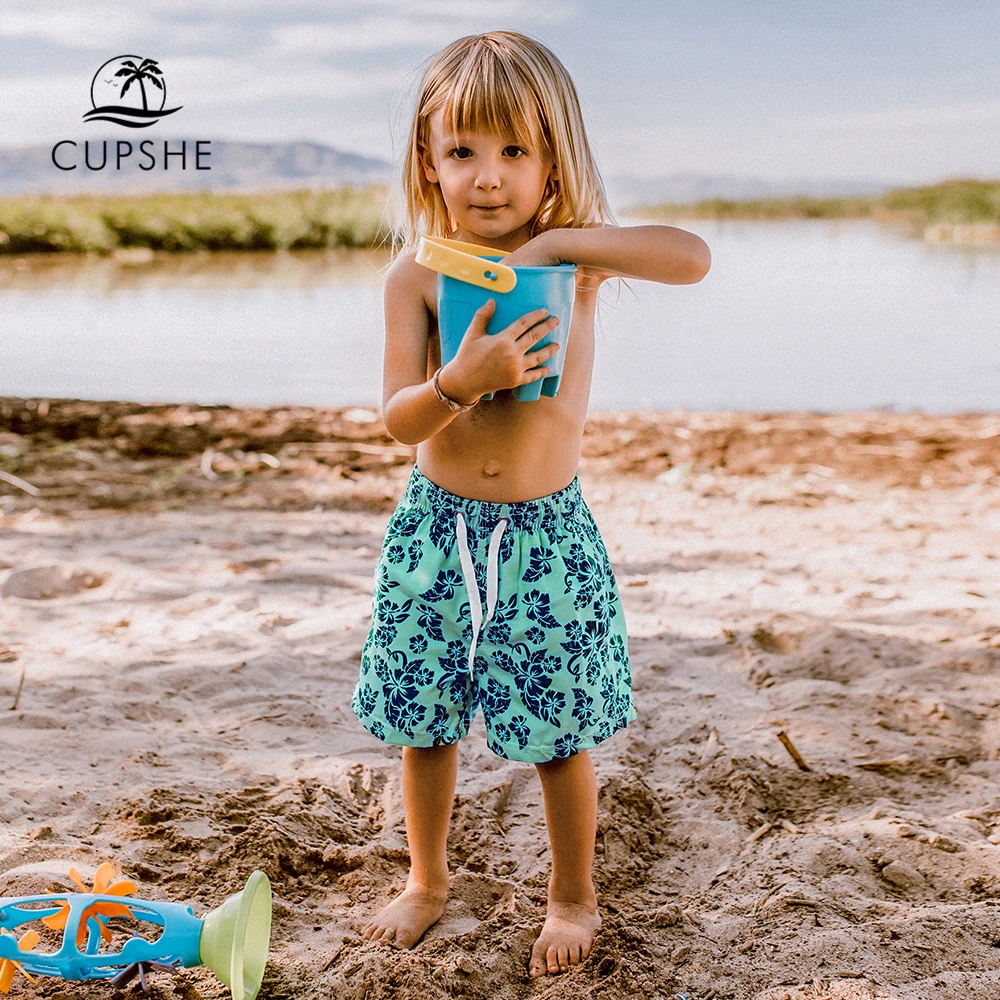 CUPSHE/плавки для мальчика с черно голубыми листьями купальный костюм маленьких