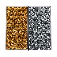 50pcs gold soap roses heads wedding valentines day present decorative flower wall diy gifts box home decor artificial flowers