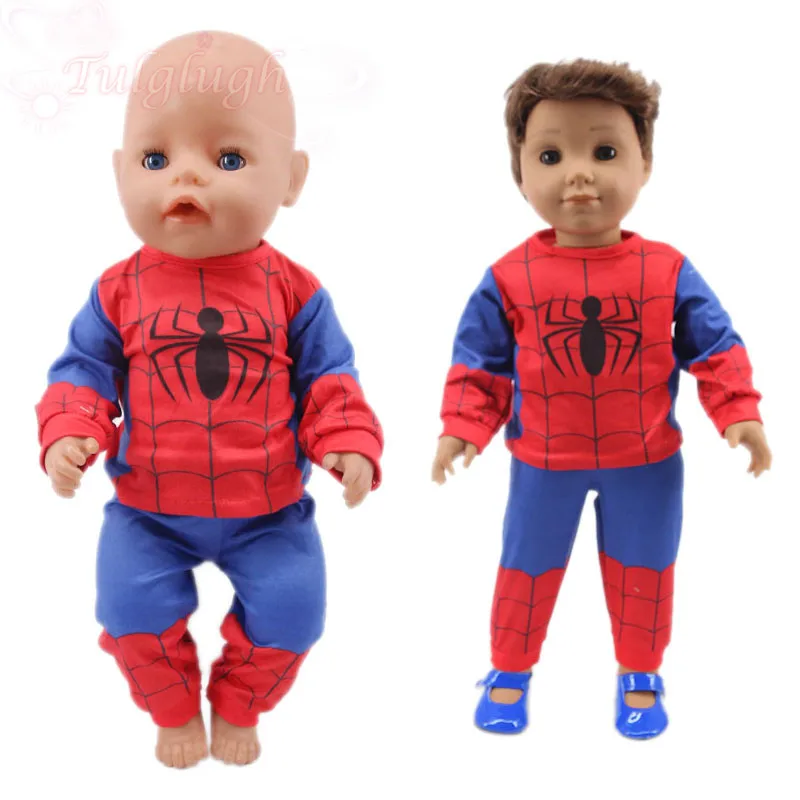 2 шт./компл. Пижама-паук Superheros Одежда для кукол новорожденных 43 см и 18-дюймовая