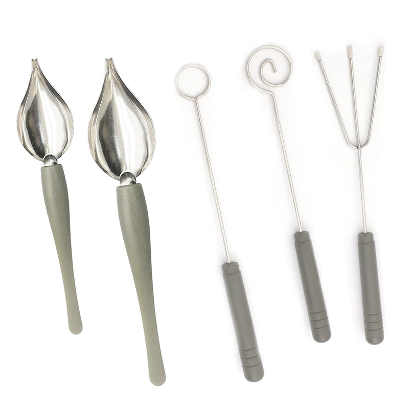 

Drawing Decorating Spoon Set,Candy Dipping Tools Chocolate Dipping Fork Spoons Set Chef Art Spoons for Decorative Plates