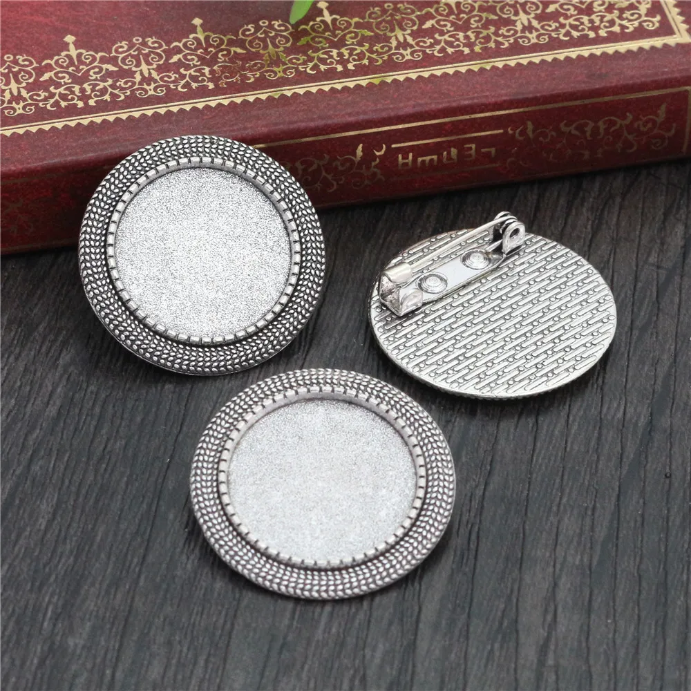 5 шт 20 мм Внутренний размер Античная Посеребренная бронзовая брошь булавка