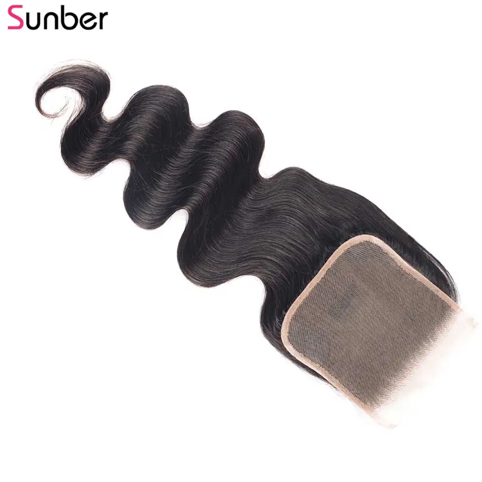 Sunber волнистые волосы 5x5 кружевные Remy с высоким рационом свободная часть 8-18 дюймов
