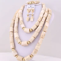 dudo 33 inches 15 21mm african white origianl coral beads jewelry set nigerian beads necklace jewelry set