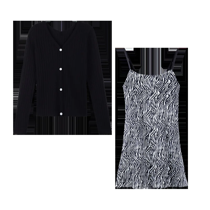 Осенняя Женская одежда французское черное платье соблазнительное на бретелях