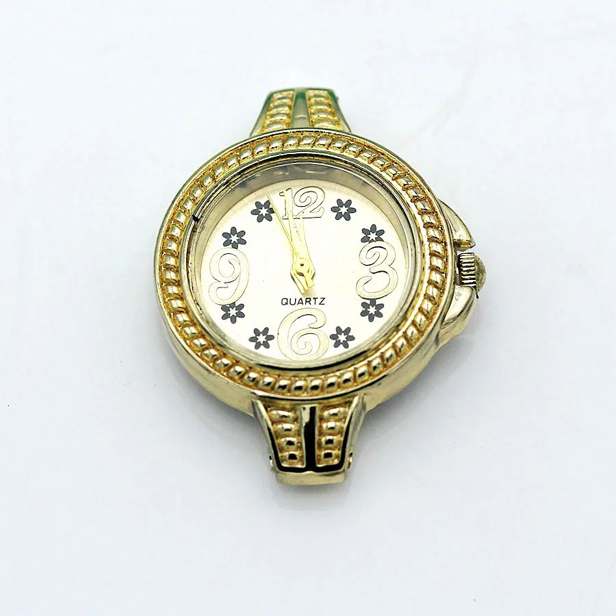 Shsby Diy personality Golden Watch header matching jewelry Small black flowers watch table Watch accessories wholesale
