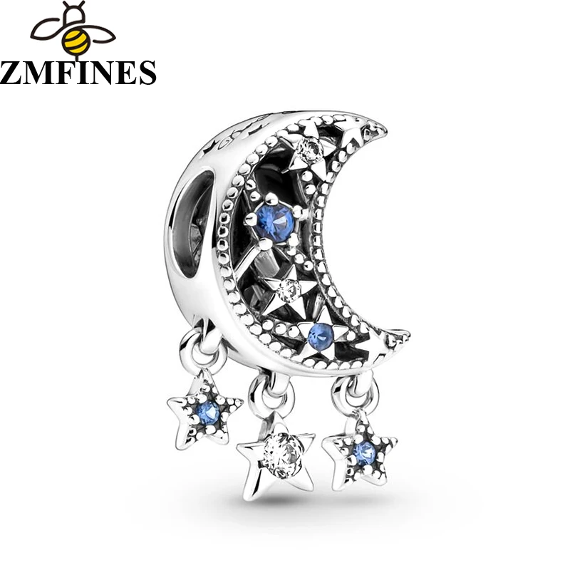 

2Pcs/Lot Stars and Crescent Moon Dangles Beads Charm Fits DIY Bracelets Necklace For Women Men Wife Jewelry Gift Accessories