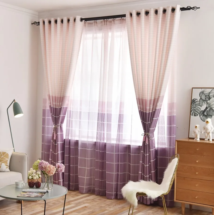 

Modern Minimalist Nordic Style Curtains for Living Room Bedroom Curtains Mediterranean Literary Hipster Lattice Splicing