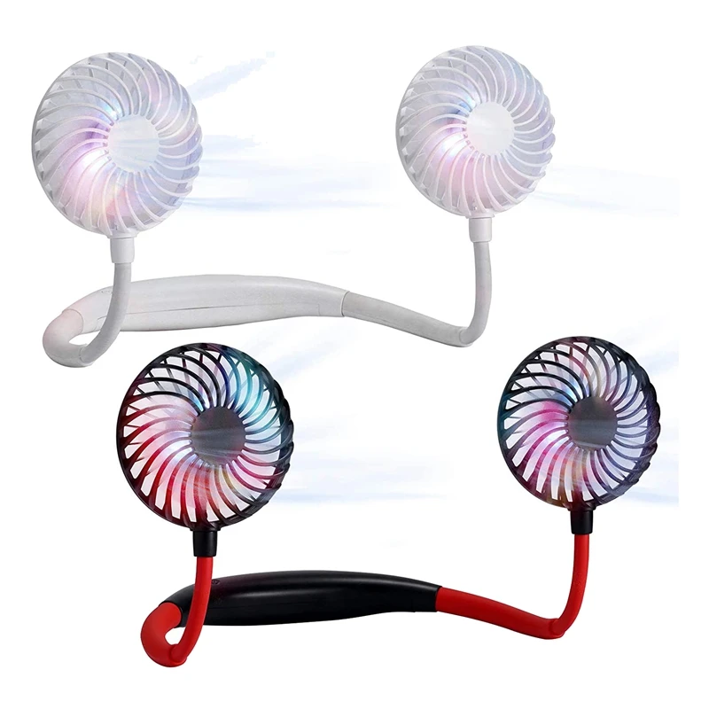 

2 Pcs Portable Neck Fan,Mini USB Cooling Fan with 3 Level Air Flow,Color LED Light for Home Office Travel Indoor Outdoor