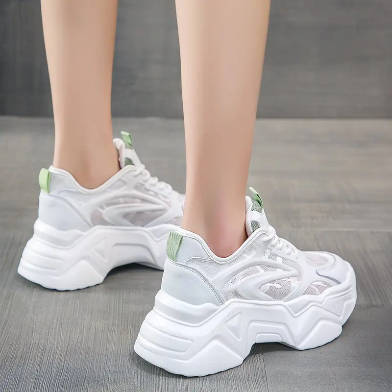 

Chunky Sneakers Woman Platform Shoes Fashion White Sport Thick Bottom 5cm Ladies Trainers Basket Femme Vulcanized Shoes Women