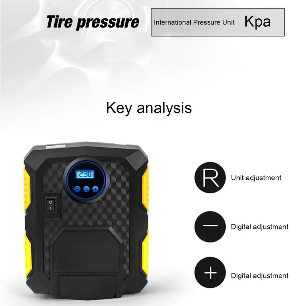 Цифровой насос для шин DC 12 В автомобильный портативный воздушный компрессор 100 PSI