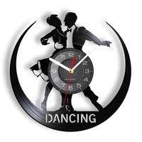 couple dancing waltz vinyl music record wall clock ballroom dancer silhouette shadow art wall clock prom dance vinyl disk crafts