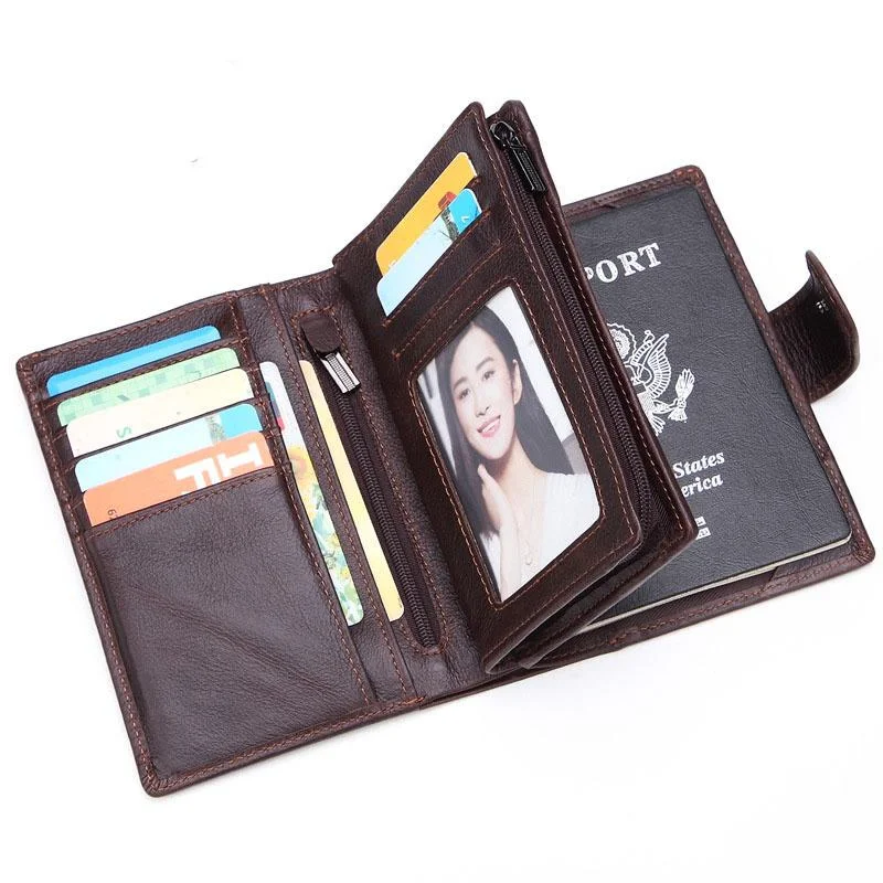 

Genuine Cow Leather Men Wallet Men's Travel Passport Wallet Coin Pocket Organizer Wallets High Quality Male Card ID Holder