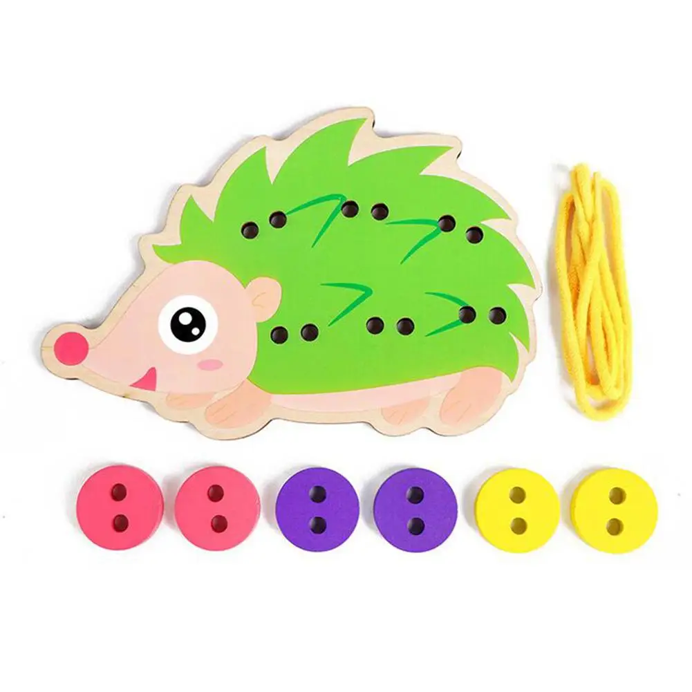 

Kuulee Toddler Sew On Buttons Kids Educational Toys Hedgehog Skirt Lacing Board Wooden Toy Early Education