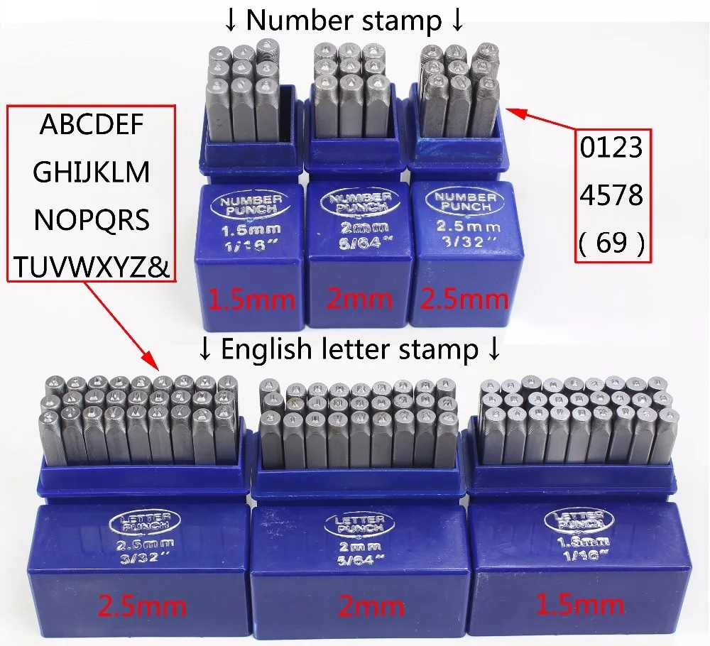 

Set Punch Steel Metal Tool Case Craft Hot 1.5/2/2.5/3/4/5/6/8/9/10mm 9PCS Stamps Number