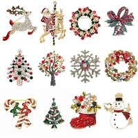 luxury enamel christmas brooch pin snowman santa claus boot garland fashion jewelry gift christmas new year decoration