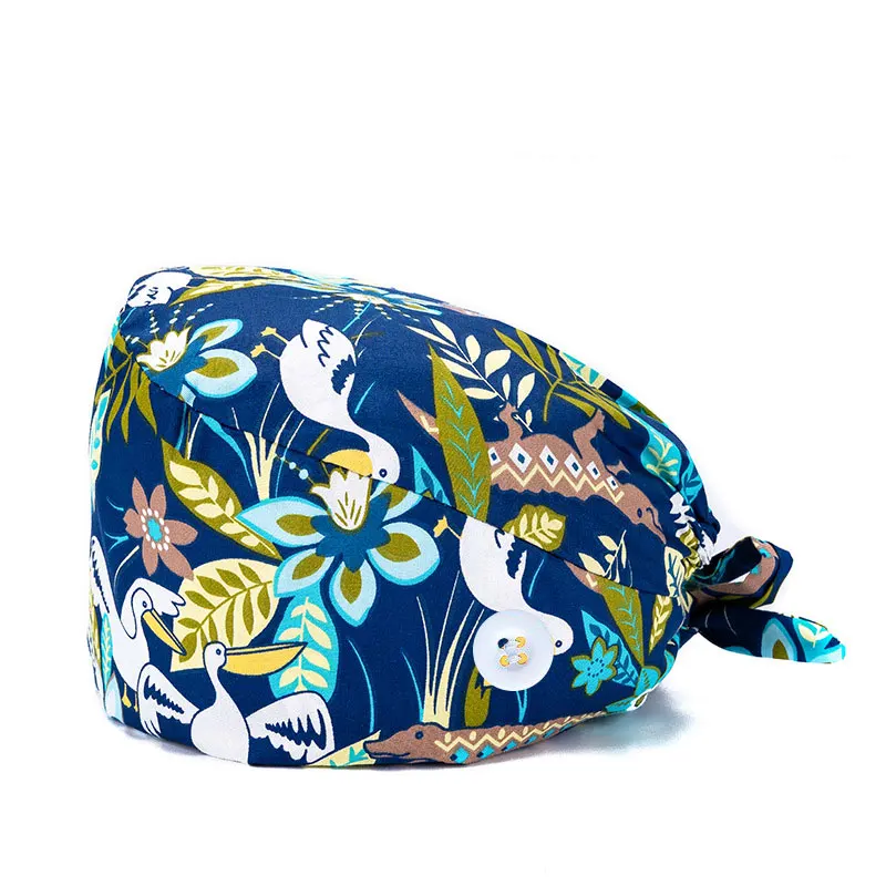 

New Scrub Cap gorros quirurgicos Scrub Nurse Hat Floral Bouffant Sanitary Cap with Sweatband Christmas Printing Nursing Caps