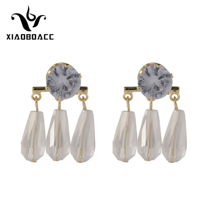 

XIAOBOACC Korean Fashion Earrings for Women Unique Temperament Tassel Crystal Diamond Pendant Ear Studs Free Shipping