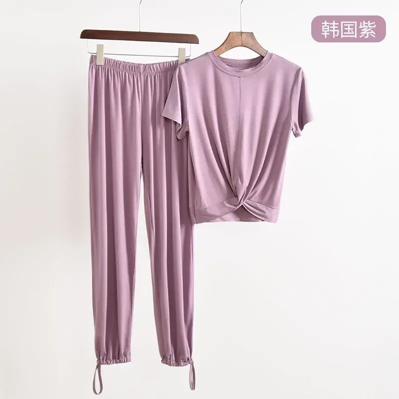 Пижама из модала для женщин одежда сна летние свободные штаны пижама однотонная