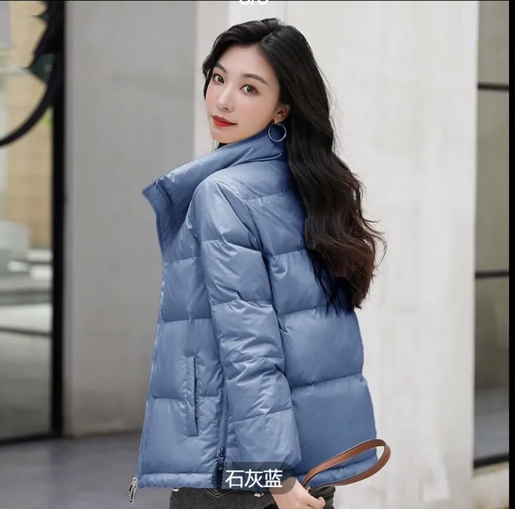 

Parkas Autumn Winter New Shiny dDown Cotton Padded Jacket Short Fashion Stand-Up Collar All-Match Mother Wear Short Ja