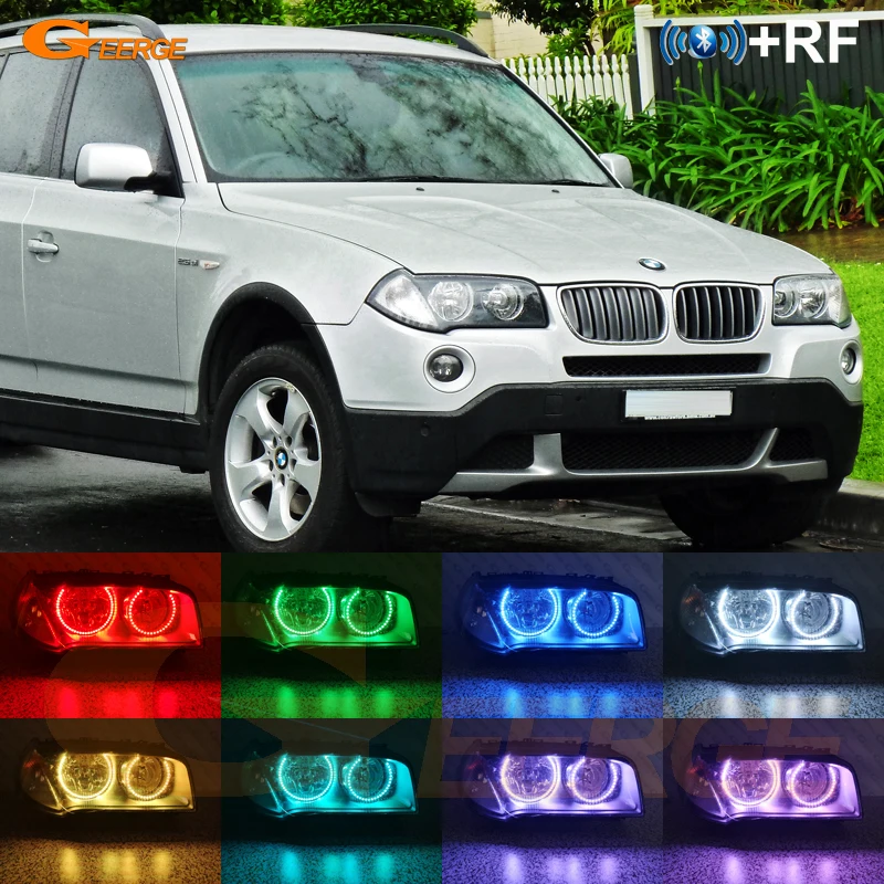 Для BMW E83 X3 facelift 2007 2010 галогенная фара RF remote Bluetooth App многоцветный ультра яркий RGB