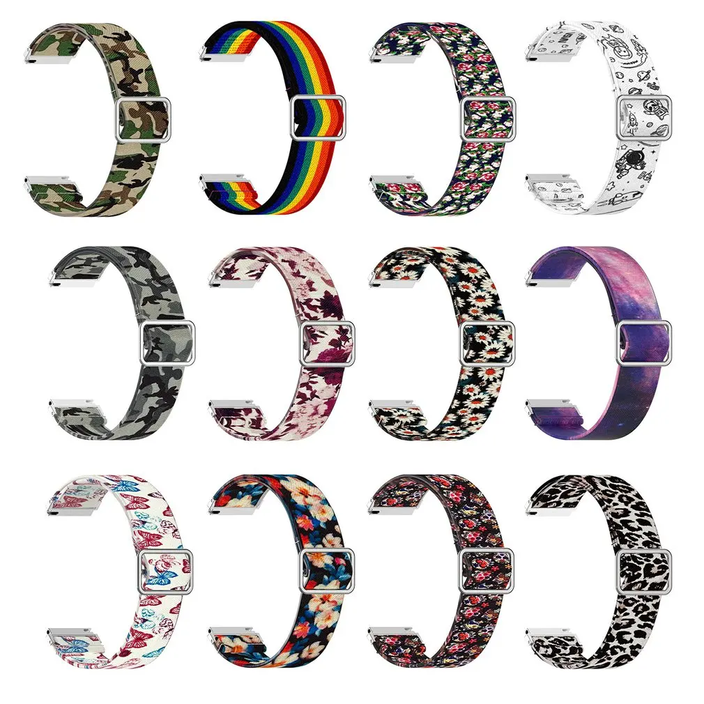 

Strap 20mm Active Color Elastic Woven Strap Adjustable Elastic Strap Universal For Galaxy Watch Active2