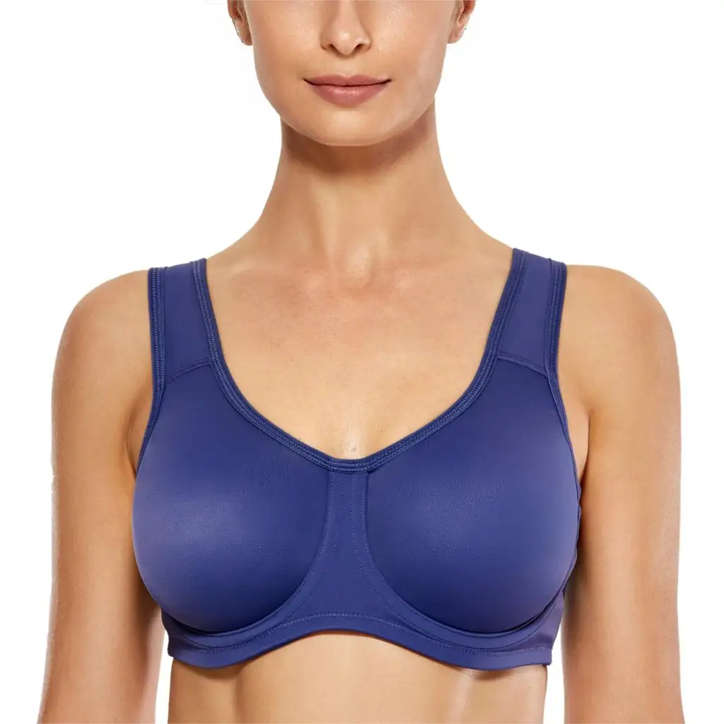 Midnight Blue05 SYROKAN женский спортивный бюстгальтер на косточках с максимальным контролем размера плюс - Цвет: Midnight Blue05