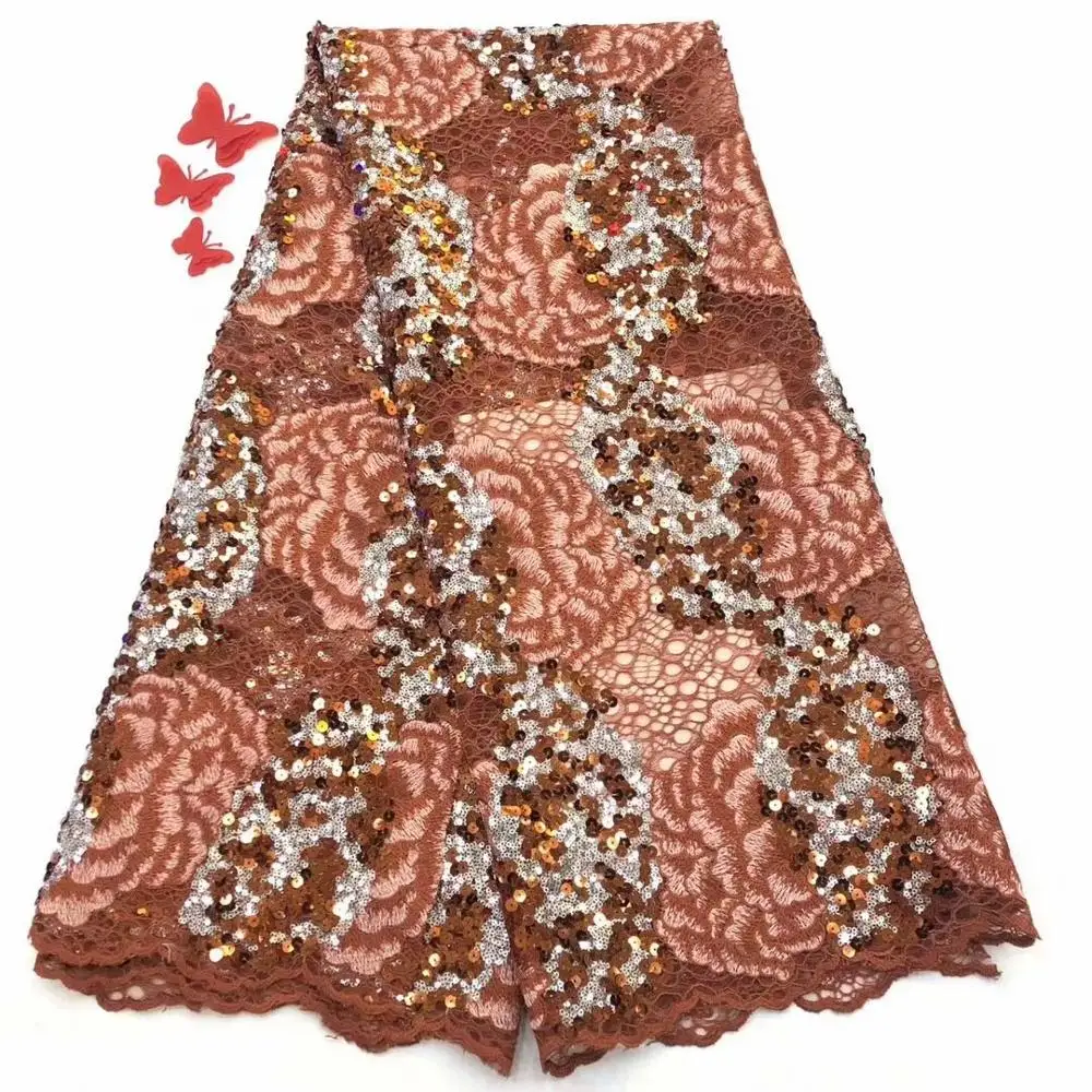Beautiful Design Sequined Embroidered Lace Fabric For Women Party Dress/ African gold Sequins Guipure Net Material FD-1011 | Дом и сад