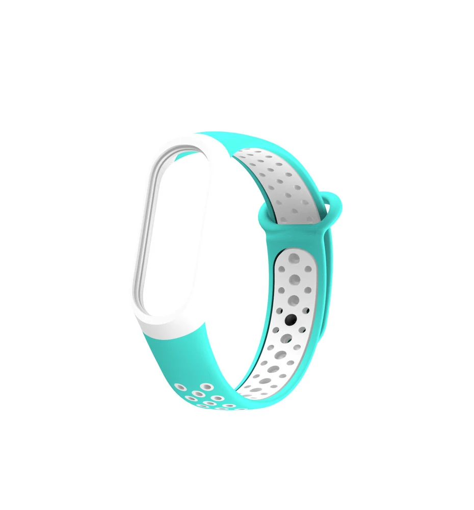 cyan white Чехол-браслет для xiaomi mi band 4 mi band 3 силиконовый ремешок на запястье двойной цвет сменный ремешок для часов для xiaomi mi band 4 3 - Цвет: cyan white
