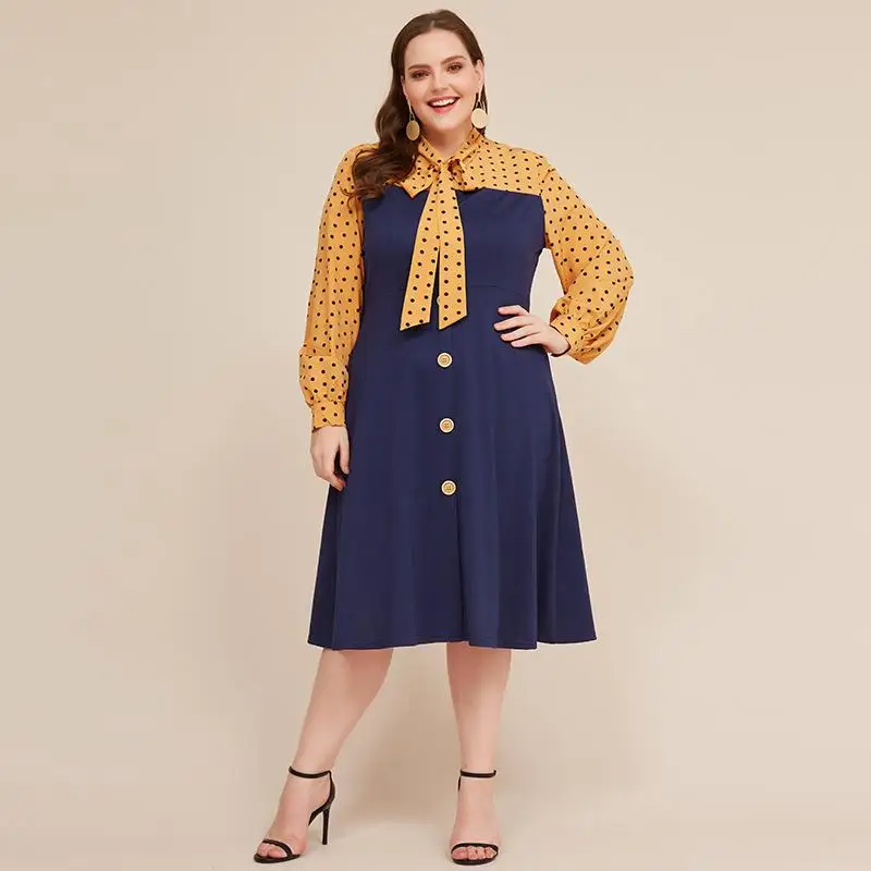 Женское платье с длинным рукавом элегантное офисное Повседневное большого