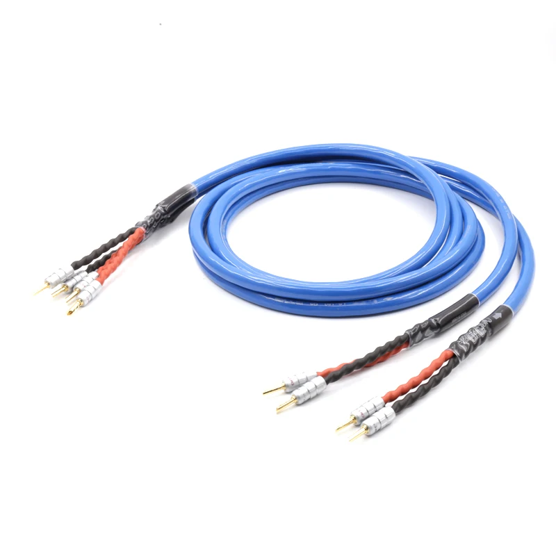 Пара посеребренный аудиокабель OFC для колонок Громкая колонка с коннектором типа