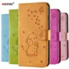 Чехол-книжка для Samsung Galaxy S10, S9, S8, S7 Plus, Note 9, 10, A10, A20, E, A30, A40, A50, A70, A80, кожаный, с объемным рисунком слона