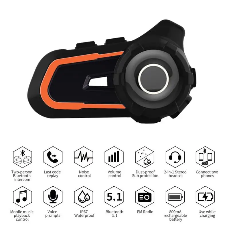 

S2 Motorcycle Helmet Communication Systems Waterproof Helmet Bluetooth Intercom Noise Reduction Motorbike Bluetooth Headsets