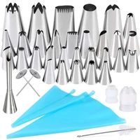 38pcs russian piping tips cake decorating supplies kit flower frosting tips set puff nozzles frosting bags pastry bags baking